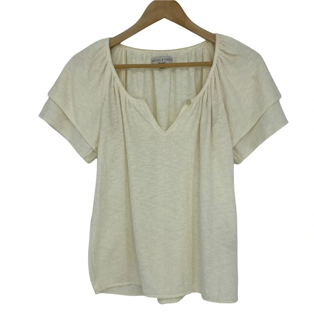 Madewell texture & thread cream wide short sleeve top, XXS